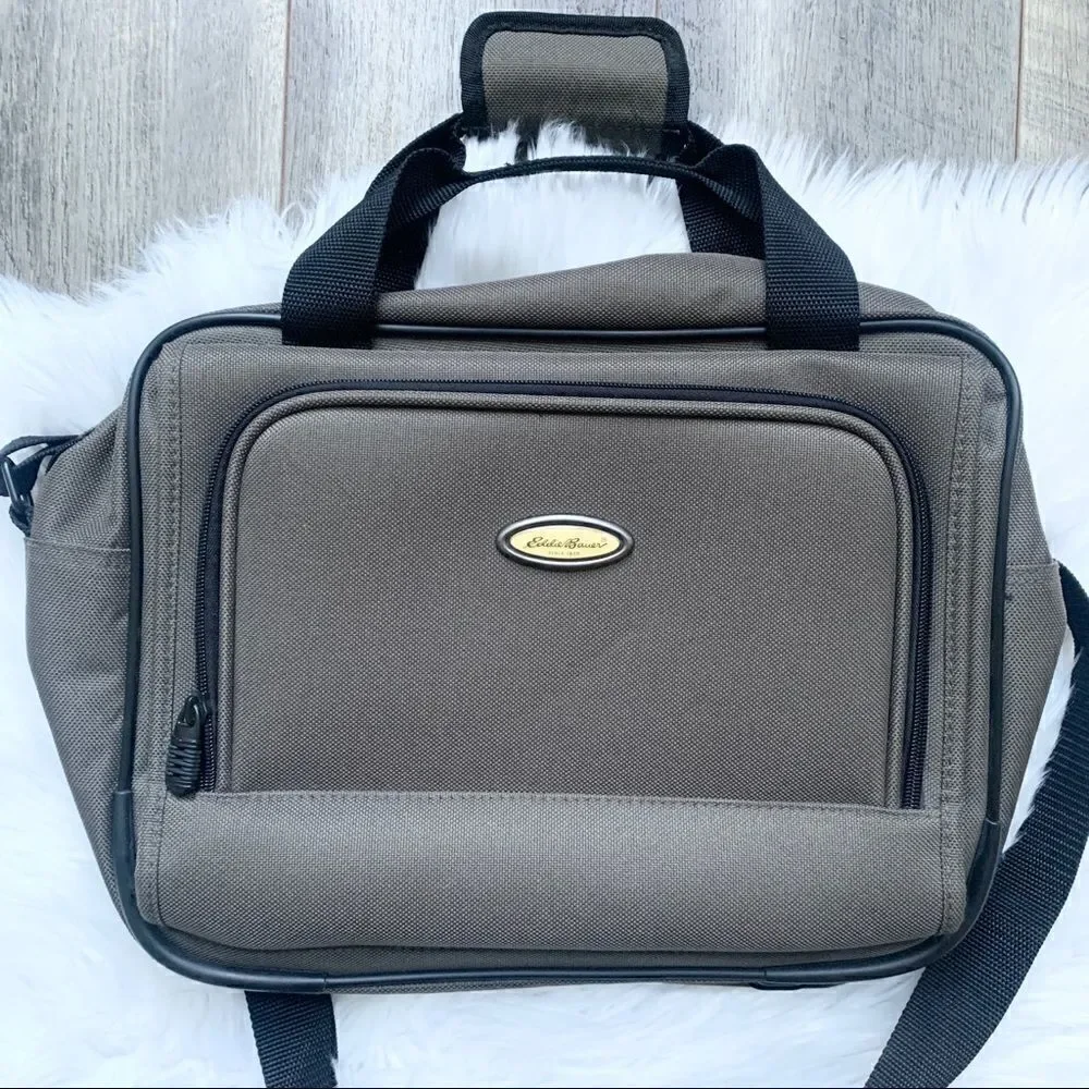 Eddie Bauer Men’s Travel Laptop Carry On Commuter Shoulder Bag Olive Green